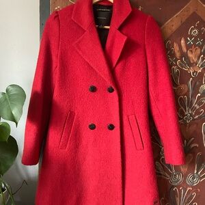 Women's Red Double-Breasted Coat